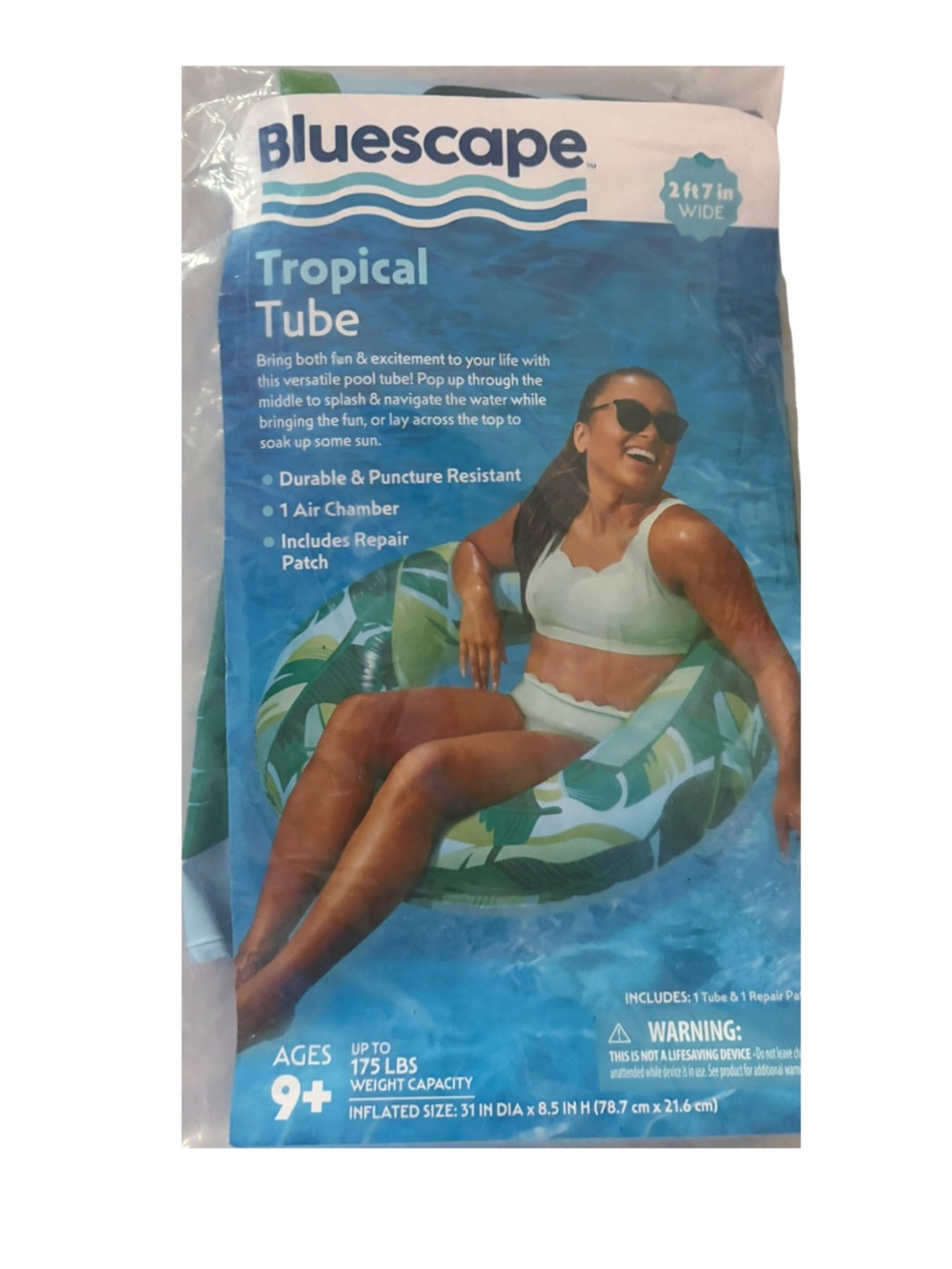 Bluescape Tropical Pool Tube Float 31” Inflatable Ring New Sealed